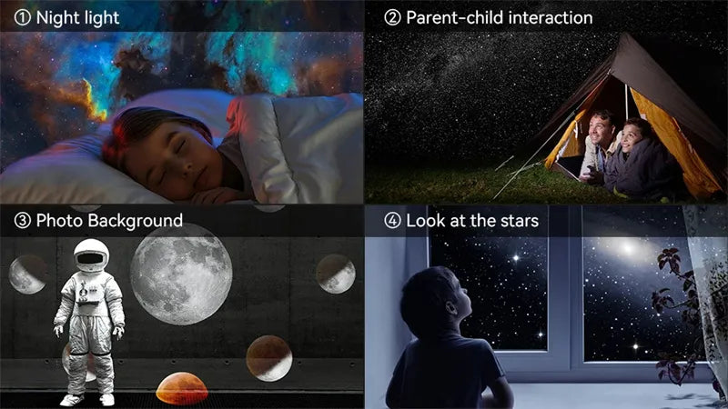 **Galaxy Night Light Projector – 360° Rotating Starry Sky Lamp for Kids & Gifts**