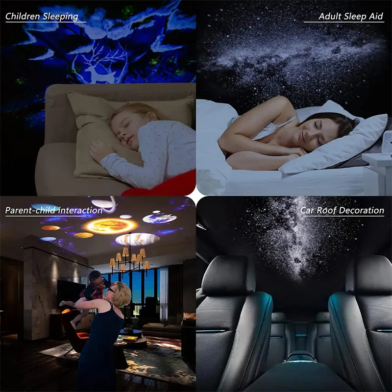 **Galaxy Night Light Projector – 360° Rotating Starry Sky Lamp for Kids & Gifts**