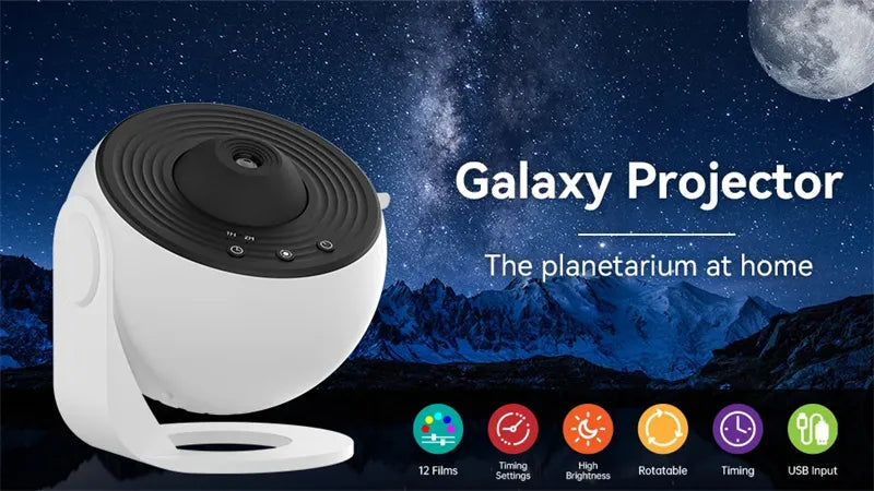 **Galaxy Night Light Projector – 360° Rotating Starry Sky Lamp for Kids & Gifts**