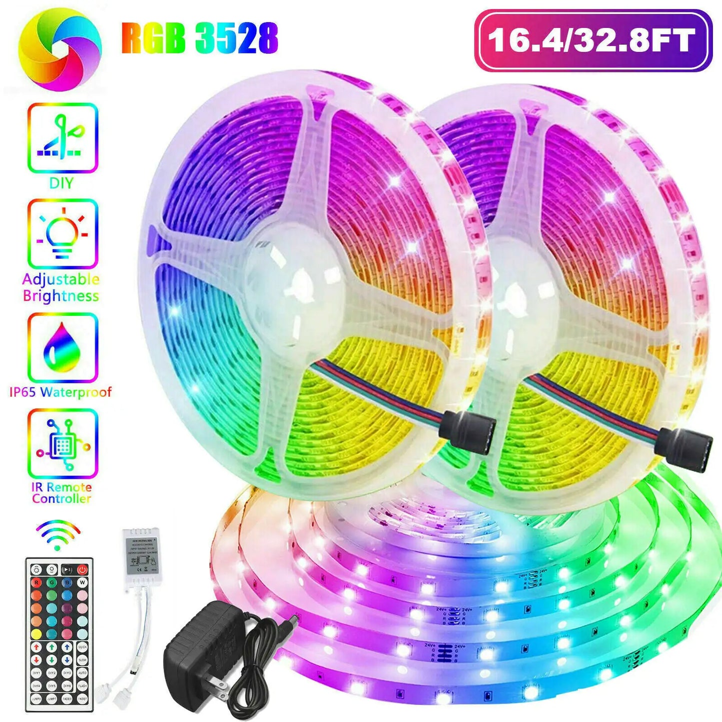 32FT RGB LED Strip Light with Remote Control